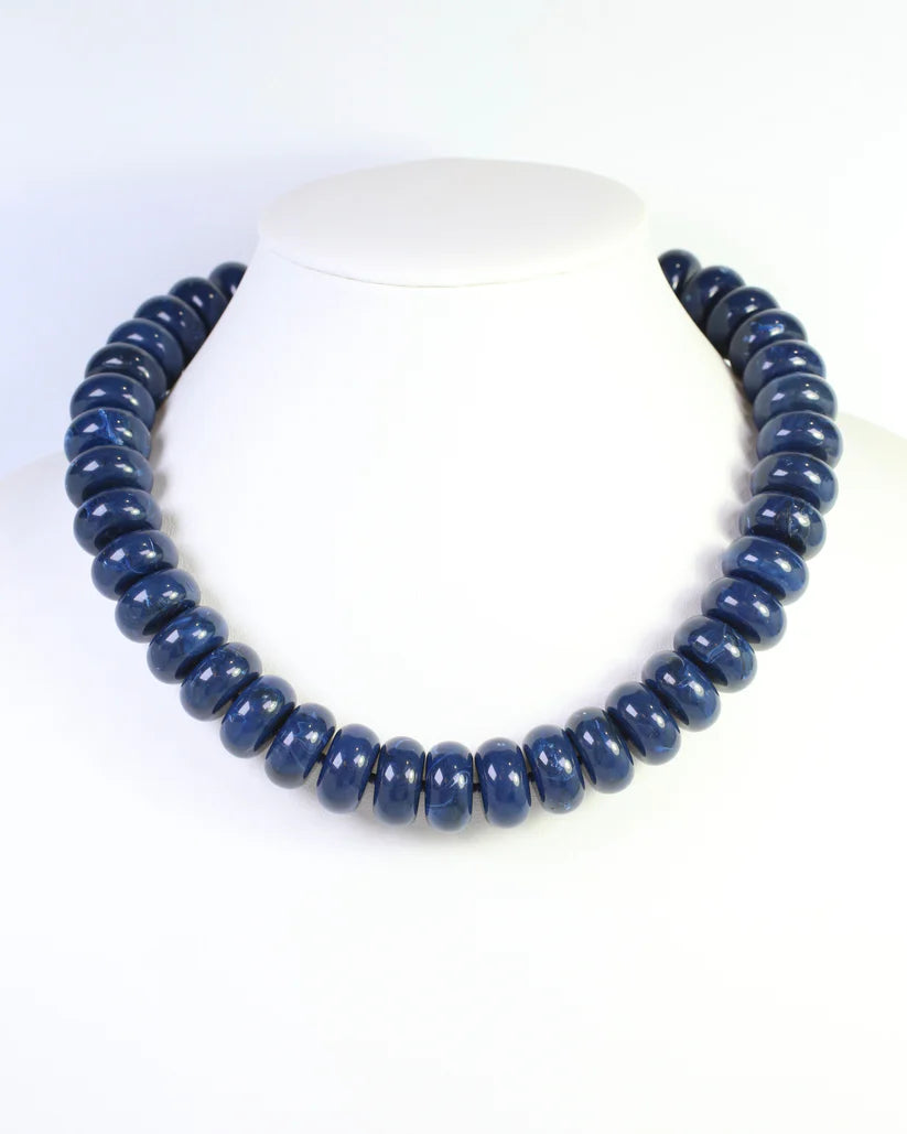 The Pipestone Beaded Necklace/ Navy
