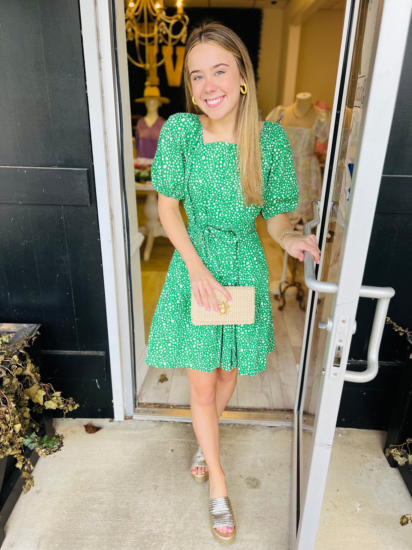 The Gracie Green Bubbles Dress/FINAL SALE