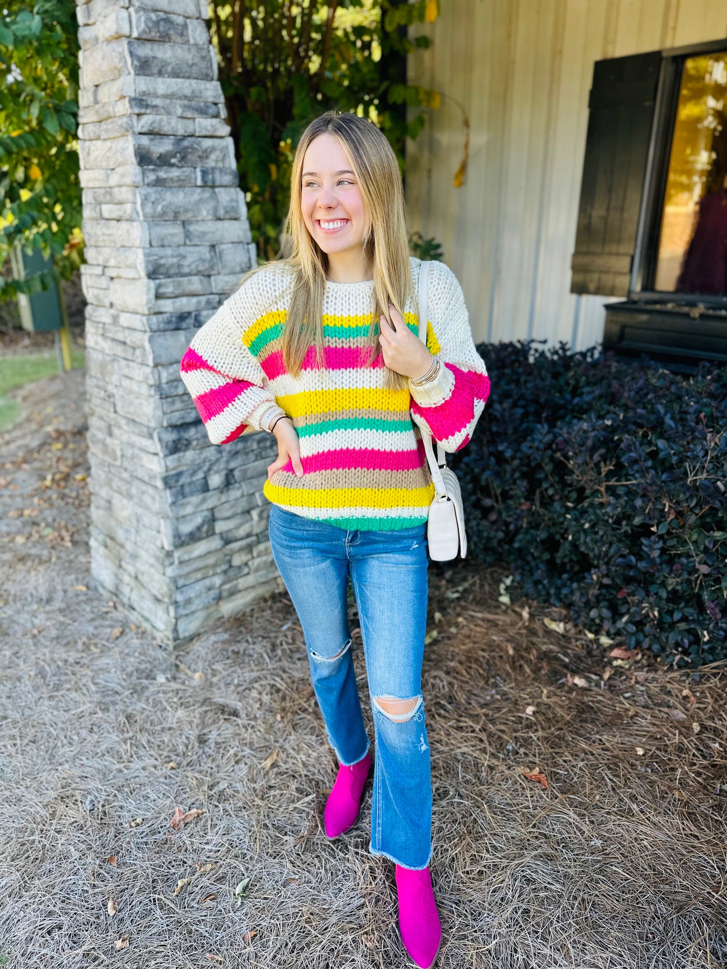 The Madalyn Multi Colored Striped Knit Sweater/ FINAL SALE